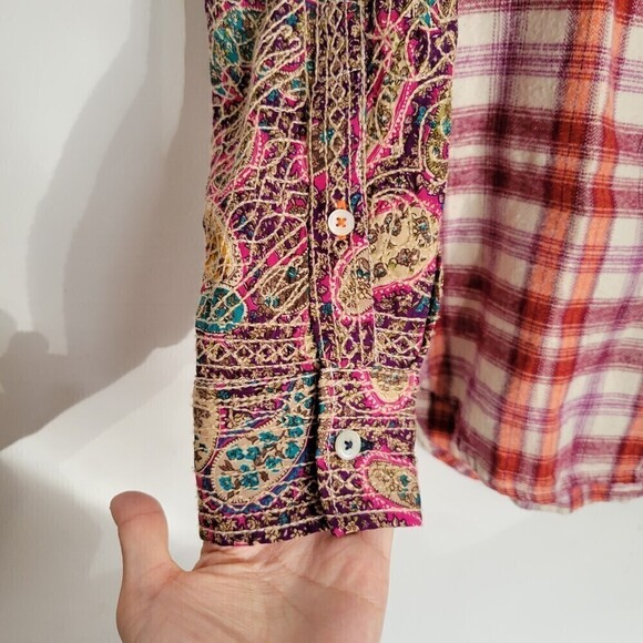 NEW Anthropologie Holding Horses Red Plaid Button Up Shacket Cotton Shirt Sz XS - Picture 5 of 13